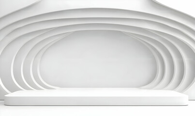 Obraz premium Modern Minimalist Stage with Soft Curved White Design