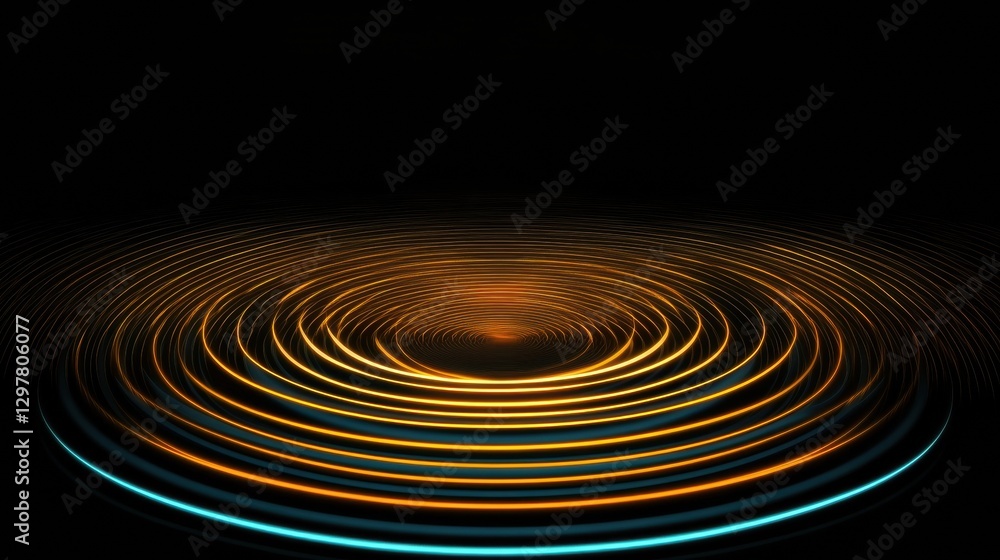 Fototapete vibrant circular ripples radiate outward in a dynamic display of light and color during a creative d