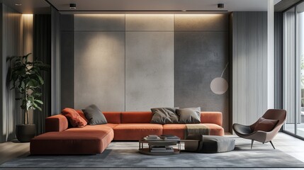 Modern minimalist style living room corner