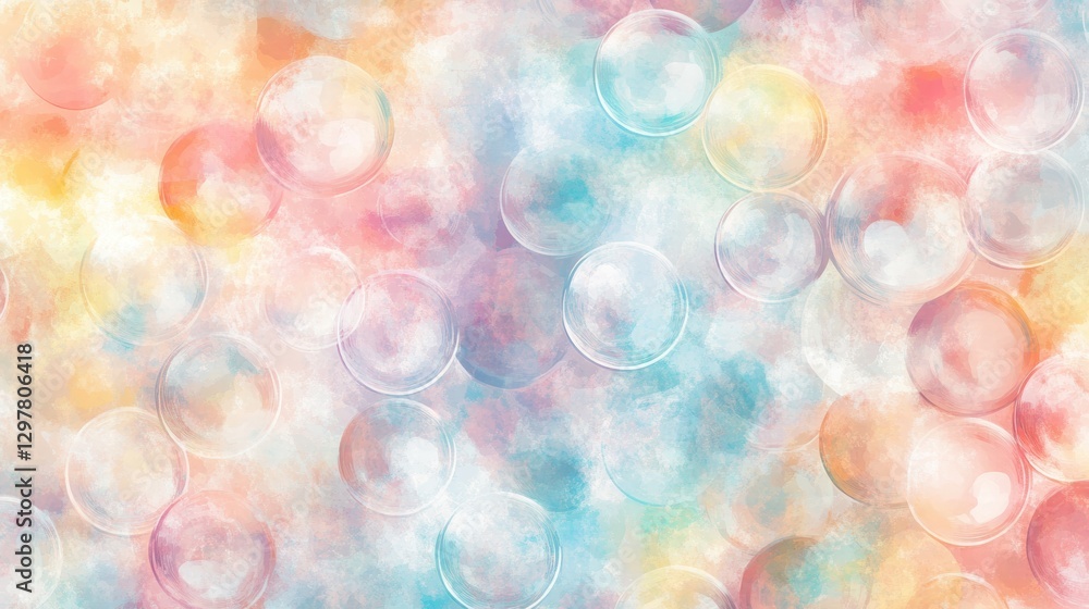 Fototapete colorful soap bubbles create a cheerful and vibrant repeating pattern on a soft pastel background. g