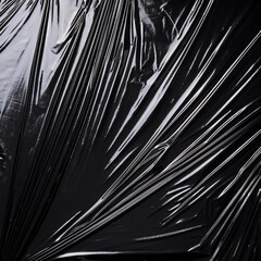 Shiny Black Wrinkled Plastic Texture – High-Gloss Reflective Surface with Abstract Creases	