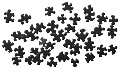 Puzzle Pieces Scatter: A collection of interconnected puzzle pieces, representing a complex problem or challenge, are scattered about, hinting at the process of problem-solving, and creativity.
