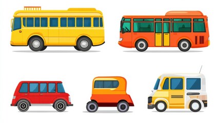 Colorful Vector Illustrations of Various Transport Vehicles