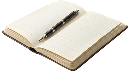 Notebook and Pen: An open notebook with lined pages lies beside a sleek pen, suggesting inspiration, planning, or the simple joy of putting thoughts to paper.