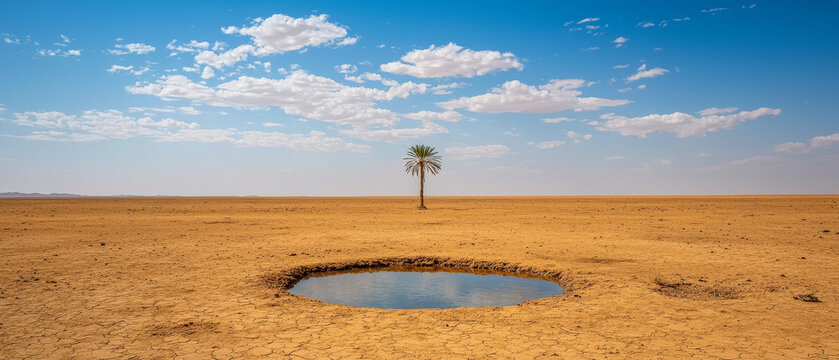Desert Oasis: Lone Palm, Small Waterhole