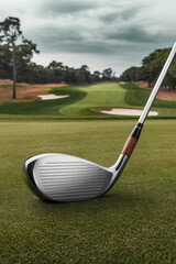 a golf club isolated on a dark background, perfect for sports posters