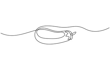 Obraz premium One continuous line drawing eggplant vegetable. eggplant single line illustration, Zucchini. Eggplant. Continuous line drawing. Vegetable frame border doodle.