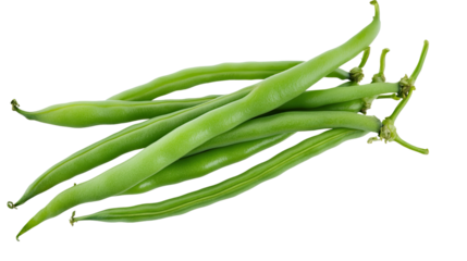 Fresh Green Beans: A cluster of vibrant green beans, freshly picked and ready for culinary exploration, perfect for healthy recipes.