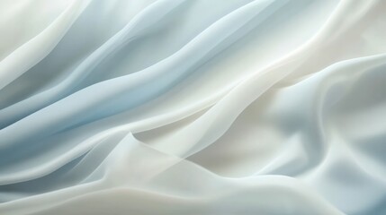 Obraz premium Ethereal fabric waves with soft blue and white hues creating serene textures
