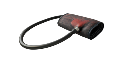 Medical Equipment: The blood pressure cuff, a vital medical instrument, rests, representing health care and medical technology.