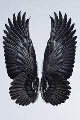 Naklejka premium Black Wings Isolated on White