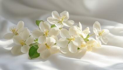 Obraz premium Delicate white flowers bathed in light and shadow cozy indoor setting nature photography soft textures serene viewpoint