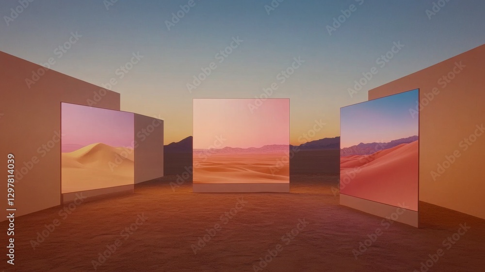 Poster Minimalist Art Display in Soft Lighting Environment
