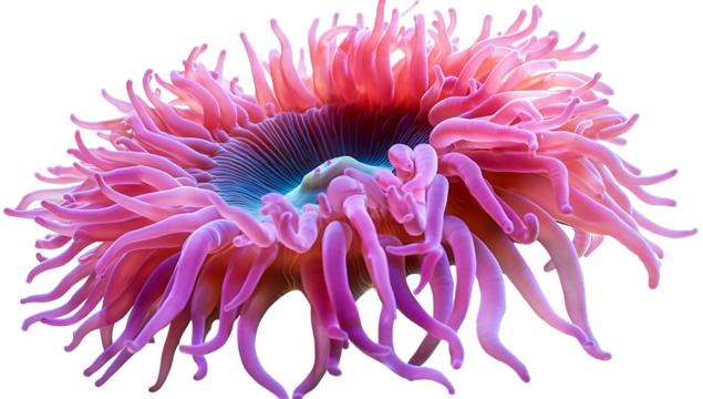 Beautiful sea anemone isolated on white background .PNG