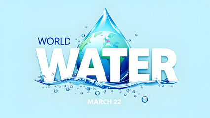 Water droplet splash effect World water day concept illustration with globe.