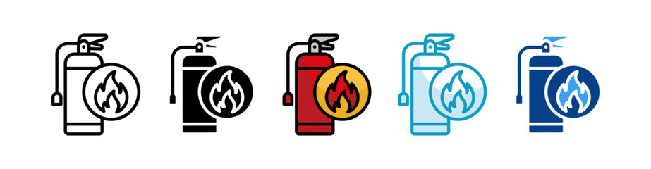 Fire Extinguisher  Icon Set Multiple Style Collection