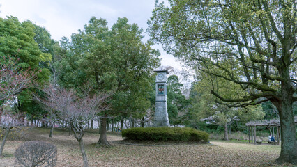 日本：岩槻城址公園／からくり時計がある風景／埼玉県さいたま市・3月