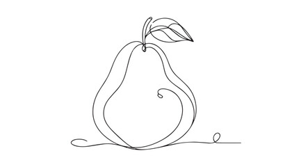 Continuous one single minimal line drawing pear