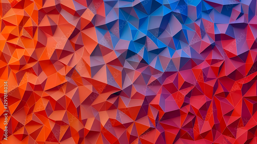 Aufkleber abstract red and blue polygonal geometric background with modern triangle pattern