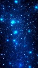 Fototapeta premium Blue Glowing Stars in Night Sky Background