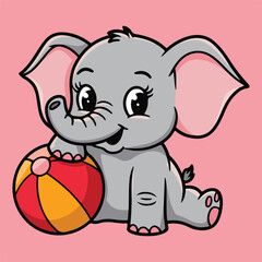 Fototapeta premium Cute Baby Elephant Vector