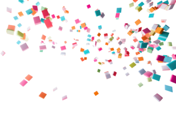 falling colorful confetties on transparent background