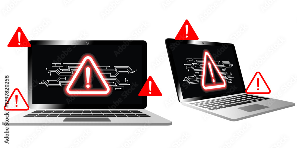 Poster alert notification icon on a digital device, symbolizing warning, error, or security issues. perfect