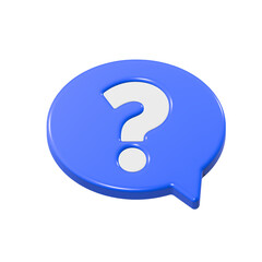 Talk question mark symbol 3d blue color