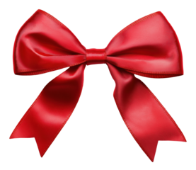 Red ribbon bow isolated on transparent background