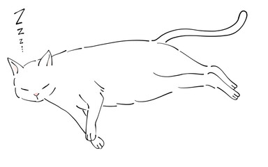 お昼寝する白猫のイラスト