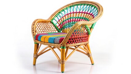 Vintage Rattan Chair, Woven Furniture, Interior Design, Home Decor, Product Photography