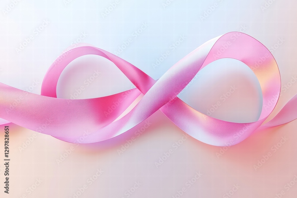 Leinwandbilder Elegant pink ribbon loops symbolizing love and creativity on a soft gradient background during daylight. Generative AI