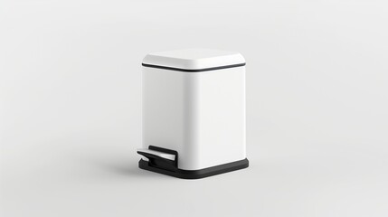 A small, compact kitchen bin with a sleek design and a smooth finish, placed on a white background, capturing its practical size and details in high definition.