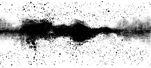 Abstract Ink Splatter and Wave Design in Black and White