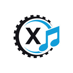 Industrial Logo combine with letter X vector template