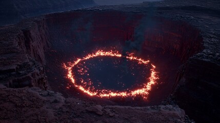 Ring of Fire Volcano Crater at Night