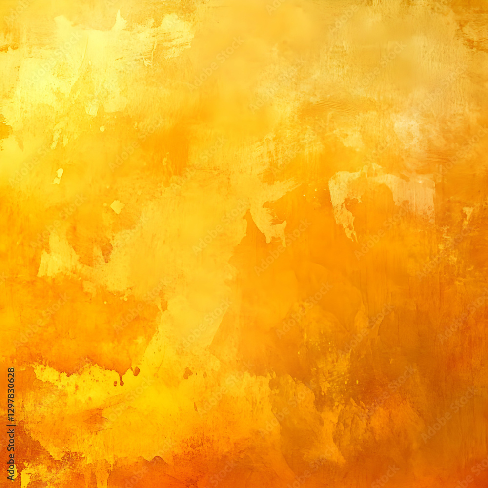 Poster abstract textured background displaying yellow and orange colors with paint splatters and brushstrok