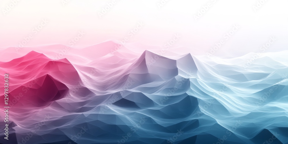 Poster abstract rendering of a mountain range with color gradient