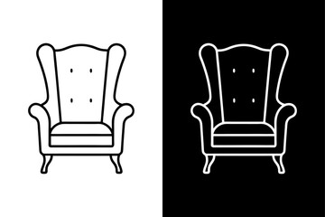 Luxury Furniture line Icon. Wingback Chair for Timeless Interior Designs
