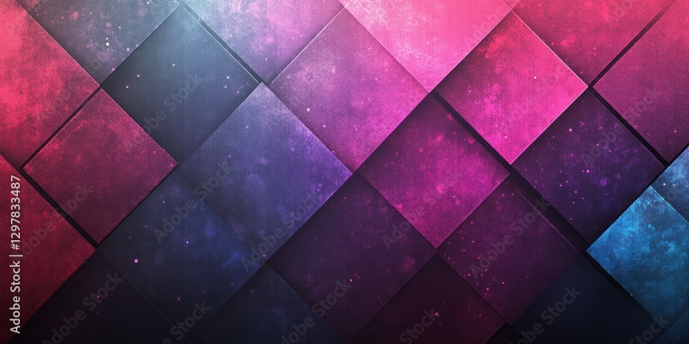 Poster Diagonal array of textured squares with varied cosmic colors