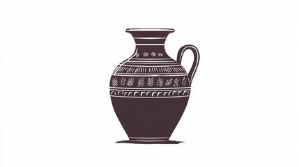 Greek amphora-shaped silhouette in black. Vector illustration of an ancient vessel stencil. Isolated abstract artwork of pottery.