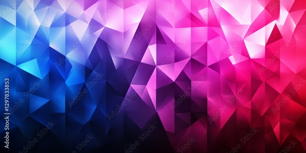 Poster Abstract triangular faceted gradient background with blue and pink colors