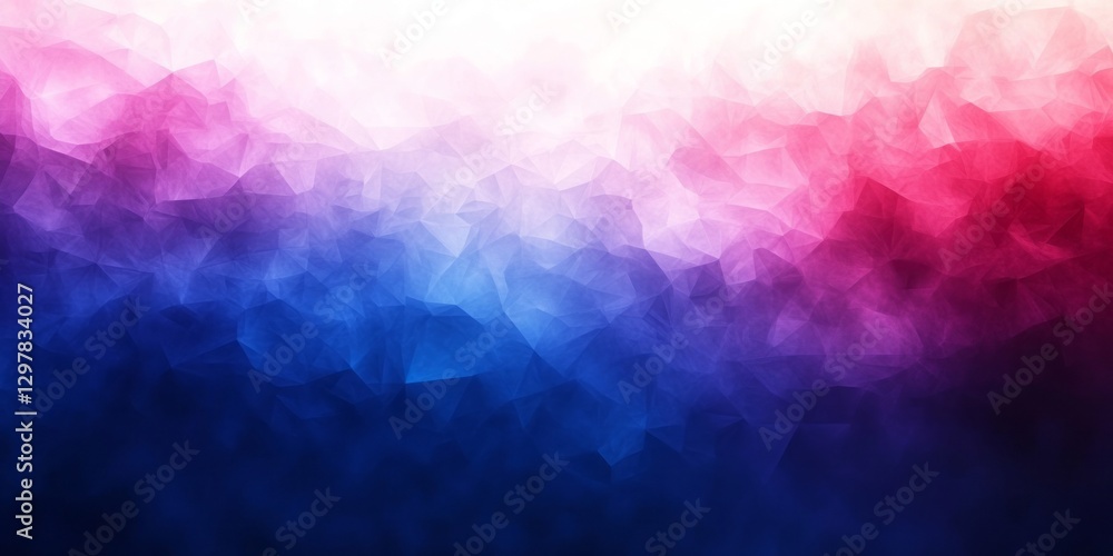 Poster abstract polygonal design features a gradient of blues and pinks