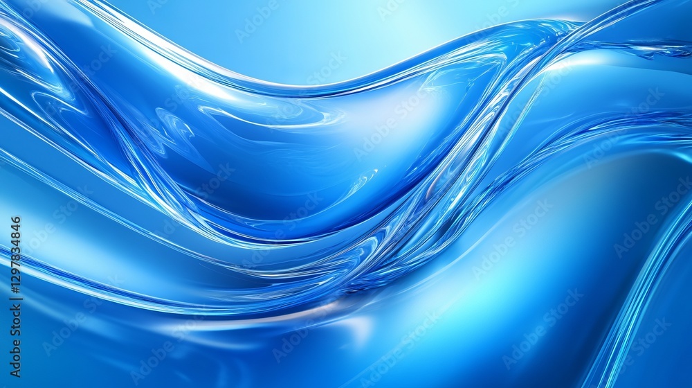 Aufkleber abstract blue liquid waves flowing dynamic design modern background swirling elegant smooth texture 