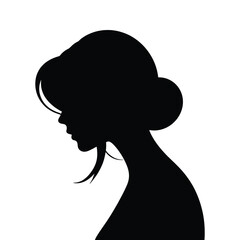 Minimalist Female Portrait – Black Silhouette on White Background