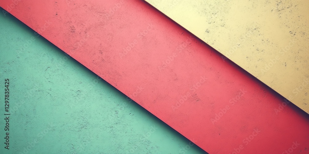 Poster three textured colorful surfaces layered diagonally create an abstract composition