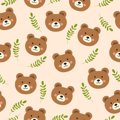 Bear cartoon seamless pattern illustration