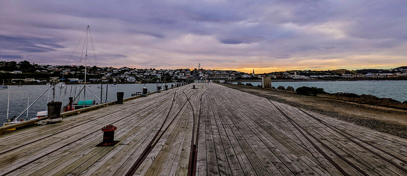 Railway on the old warf, Omaru, New Zealand