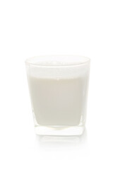 a drink in a glass on a white background, milk