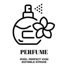 Perfume symbol, featuring an editable stroke outline icon isolated on white background flat vector illustration. Pixel perfect